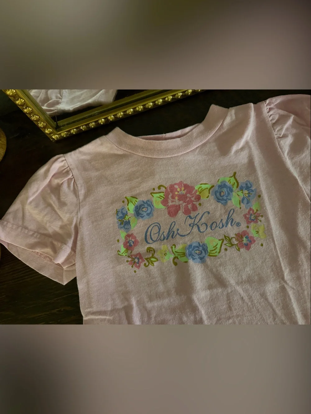 Vintage OshKosh B'gosh Light Pink Tee with Floral Logo